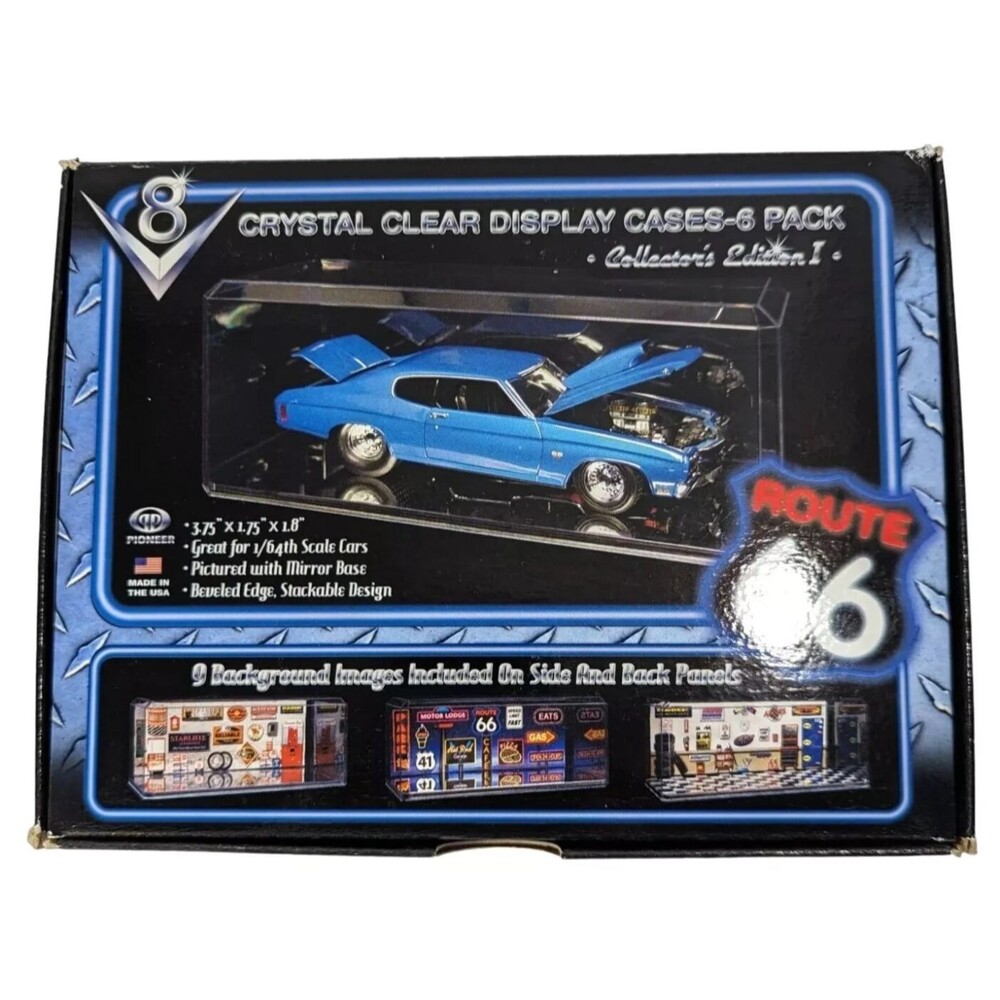 Diecast Vehicle Display Case 6-pc Collector's Edition Clear Beveled Acrylic NEW